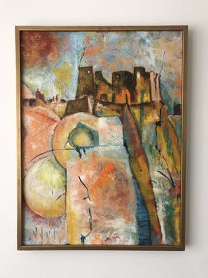 Niet of onleesbaar gesigneerd - Paysage avec Chateau, olieverf op doek kopen? Bied vanaf 1!