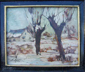 Edmond von Sijben de Maroije - Winterlandschap met knotwilgen. kopen? Bied vanaf 60!