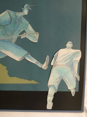 Guido van Driel - Ingelijste collage & tekening , “Golfers 1” – 1993 kopen? Bied vanaf 90!