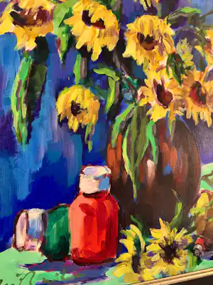 Arie Zuidersma - Stil leven bloem ZONNEBLOEMEN ARIE ZUIDERSMA verkauft für € 1195!