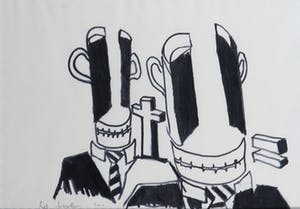 Rob Scholte - Stifttekening, Twee figuren - Ingelijst kopen? Bied vanaf 250!