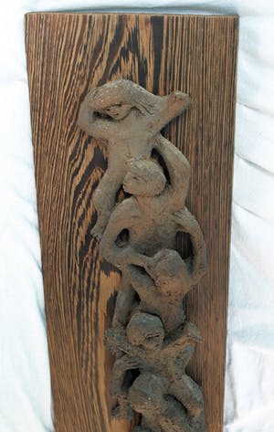 Klaas Pijlman - Chamotte / Aardewerk op paneel , Levensboom - ca. 1970 kopen? Bied vanaf 40!