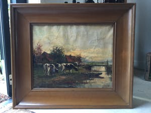 Niet of onleesbaar gesigneerd - C3650V-1 - Koeien aan de waterkant kopen? Bied vanaf 10!