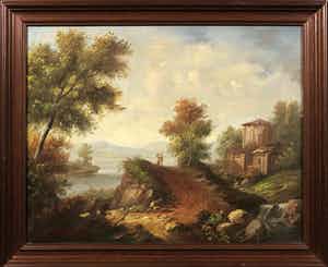 Niet of onleesbaar gesigneerd - Olieverf op doek, Landschap verkocht voor € 1!