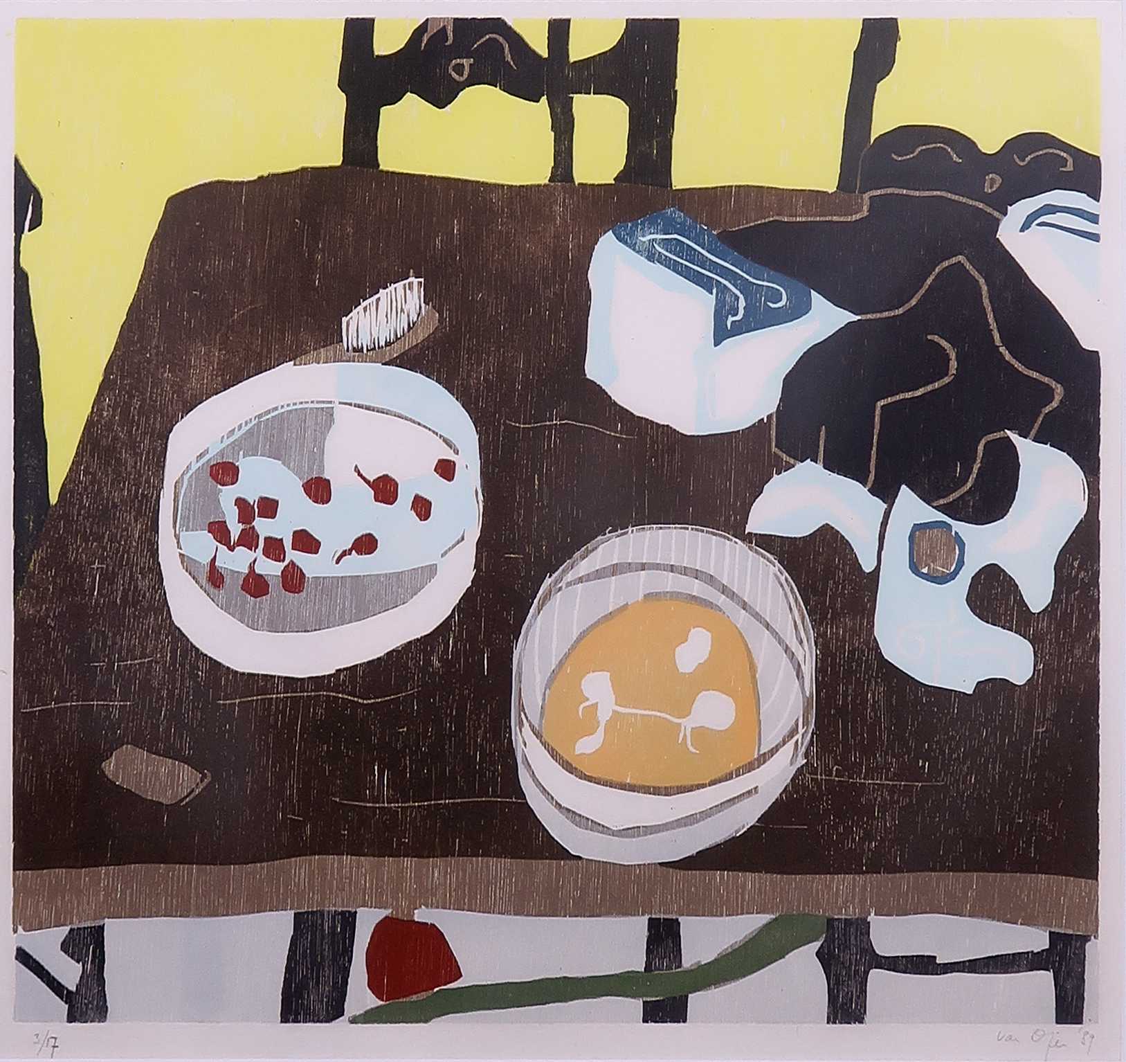 Vincent van Ojen - Houtsnede, Z.T. Tafel - Ingelijst kopen? Bied vanaf 35!