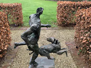 Jan Desmarets - man met hond kopen? Bied vanaf 8000!