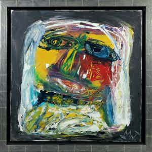 Martin van Wordragen - Olieverf op doek, Oma hoofd- Ingelijst verkocht voor € 1!