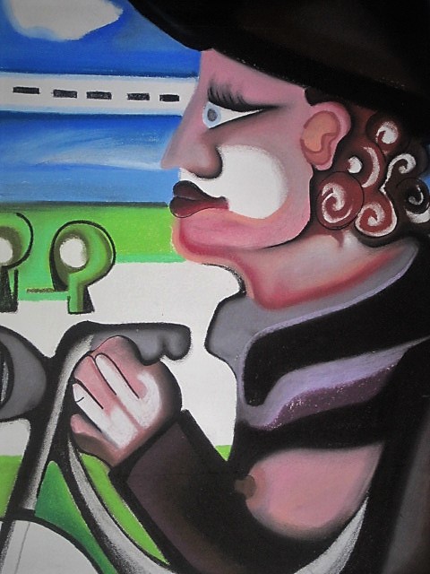 Wim Hendriks - Bijzonder Pastel van Noord Hollandse Expressionist "streng gelovige op fiets" kopen? Bied vanaf 1!