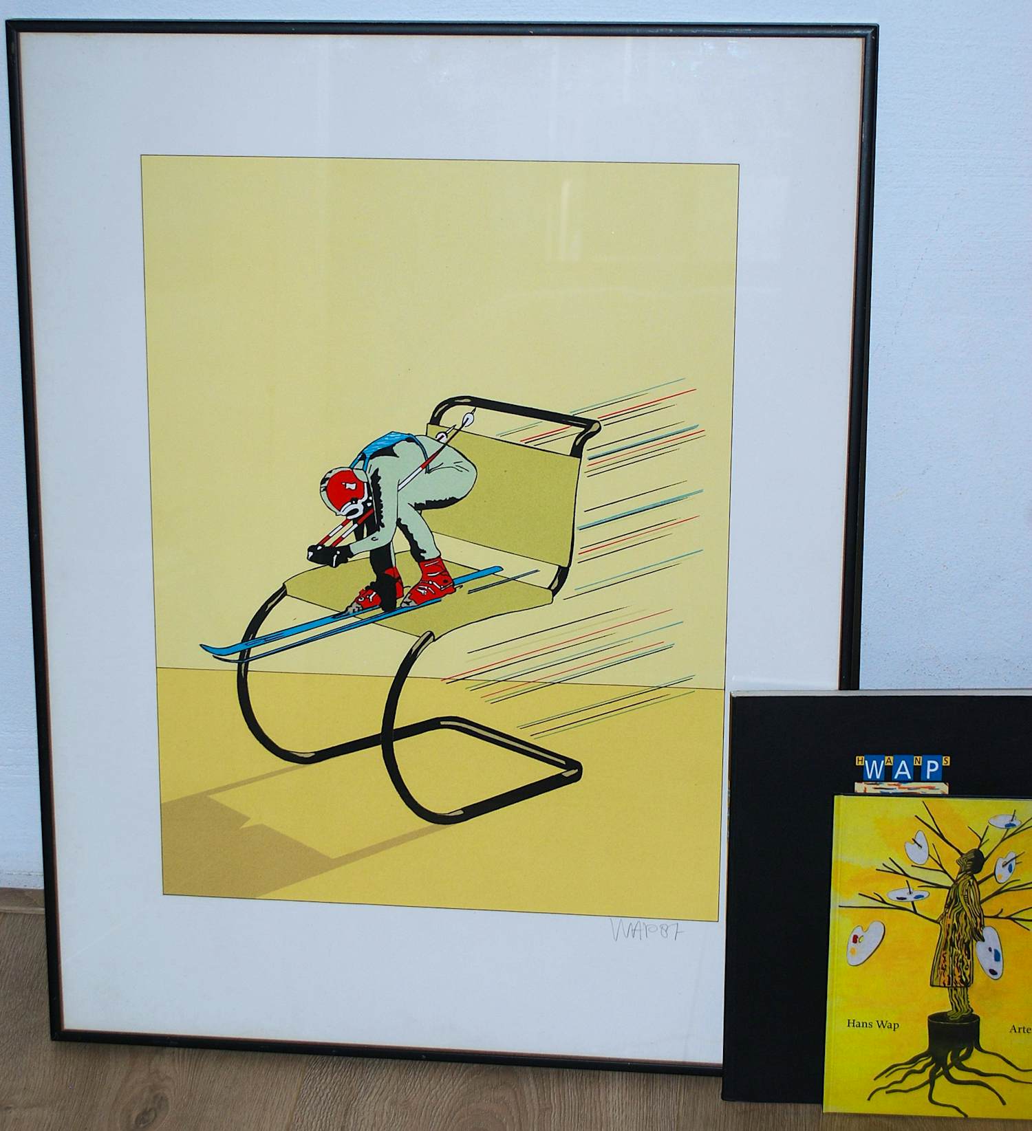 Hans Wap - De ski-stoel - zeefdruk & 2 boekwerken verkocht voor € 75!
