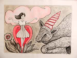 Henry Heerup - Het meisje en de eenhoorn-Cobra verkocht voor € 71!