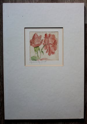 Arja van den Berg - ets: herfstrozen uit de tuin - 1984 kopen? Bied vanaf 49!