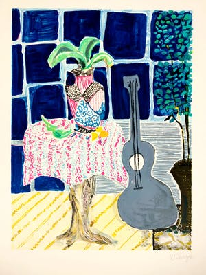 Buy Wendy Chazin - Composition with Guitar and Vase? Bid from 30!