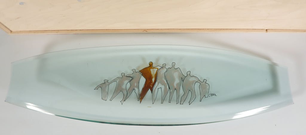 Corry Ammerlaan - Corry Ammerlaan: Glazen schaal in houten bewaarbox kopen? Bied vanaf 1!