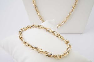 2541 - 14 Krt - Fraaie SET (collier & armband) Bicolor-gouden Prince of Wales kopen? Bied vanaf 670!