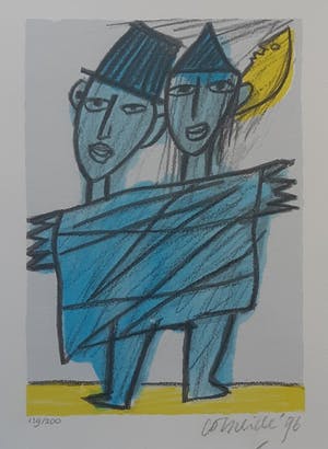 Corneille - Fraai ingelijste zeefdruk " Les Deux Amis " kopen? Bied vanaf 165!