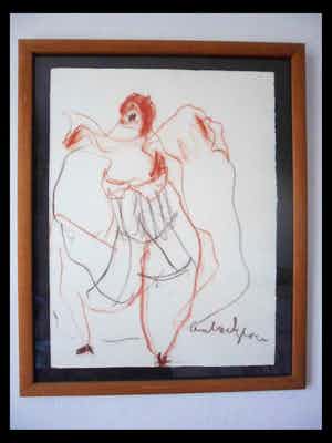 Anton Heyboer - Wasco tekening, "Danseres". verkocht voor € 140!