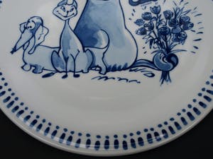 Jan Kruis - Delfts Blauw bord , Jan Jans en de Kinderen – Rode Kater, Loedertje en Lotje kopen? Bied vanaf 1!