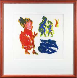 Jan Sierhuis - Kleurenets, Zonder titel - Ingelijst verkocht voor € 70!