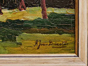 Arend Jan van Driesten - "nestor van de Leidse school" olieverf - boslandschap - in originele lijst kopen? Bied vanaf 78!