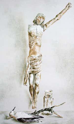 Wim Schuhmacher - litho: Corpus Christi met een dode meeuw verkocht voor € 40!