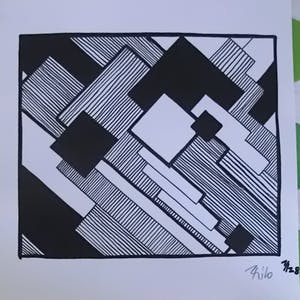 Thilo Maatsch - Houtsnede ABSTRACTE COMPOSITIE Handgesigneerd. kopen? Bied vanaf 70!