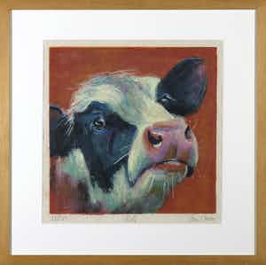 Theo Onnes - Zeefdruk, Kalf - Ingelijst verkocht voor € 40!