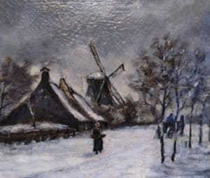 Niet of onleesbaar gesigneerd - Hollandse School (20e eeuw) - gesigneerd - Hollandse lucht boven winterlandschap kopen? Bied vanaf 1!