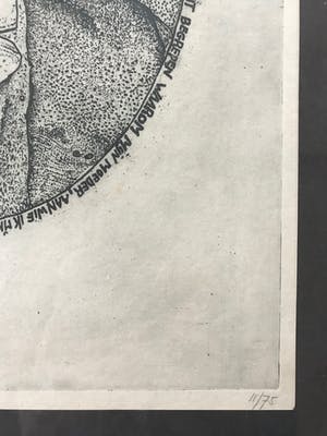 Ab Steenvoorden - Gesigneerde ets - 11/75 - Ingelijst kopen? Bied vanaf 45!