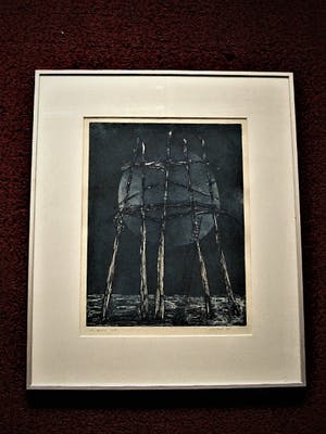 Niet of onleesbaar gesigneerd - gesigneerde zeer kleine oplage (1/10) Ets - "Maan in de steigers" 1993 kopen? Bied vanaf 1!
