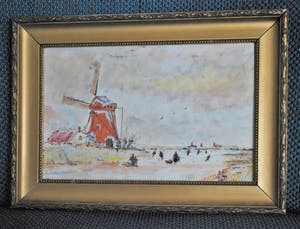 Plateelbakkerij Zuid-Holland - Plateel Gouda - grote tegel - winterse voorstelling naar Andreas Schelfhout kopen? Bied vanaf 1!