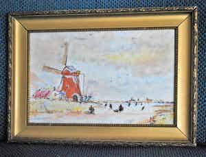 Plateelbakkerij Zuid-Holland - Plateel Gouda - grote tegel - winterse voorstelling naar Andreas Schelfhout verkocht voor € 1!