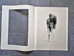 Leonard Baskin - Joods/Amerikaanse kunstenaar - houtsnede "man with spring plants" - gesigneerd kopen? Bied vanaf 39!