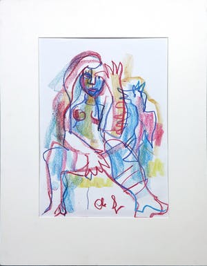 Christine Spierings - Krijt op papier, Z.T. Vrouw met vogel kopen? Bied vanaf 1!