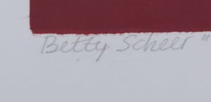 Betty Scheer - Linosnede, Twee flesjes kopen? Bied vanaf 35!