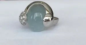 Talento Italiano designer 18 KT witgouden ring met aquamarijn en diamanten kopen? Bied vanaf 900!