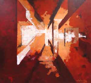 Carolien Wissing - Acryl op doek, Abstracte compositie (Zeer groot) verkocht voor € 250!