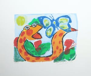 John Lie a Fo - Zeefdruk, Bleu et serpent - Ingelijst kopen? Bied vanaf 35!