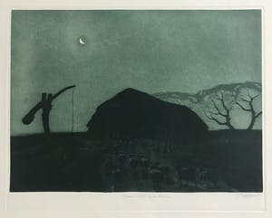 Tjeerd Bottema - Ets/aquatint - Maannacht op de Veluwe - Gesigneerd kopen? Bied vanaf 115!