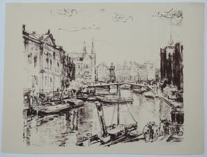 Wilhelm Wagner - Wilhelm Wagner: Lithografie. Amsterdams stadsgezicht, 1921, Oplage 100 ex. kopen? Bied vanaf 39!