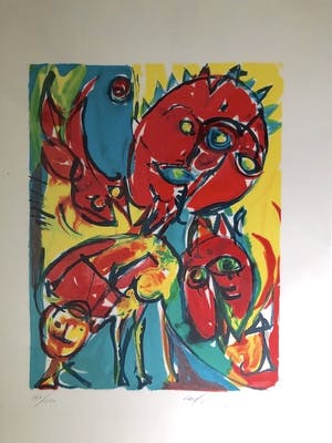 Carl-Henning Pedersen - Figuren - Lithografie, Ingelijst (Groot) kopen? Bied vanaf 275!