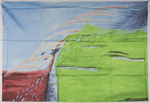 Geert Vrijdag - Hans Landsaat + Theo Kuijpers, Lot van 3 zeefdrukken op katoenzijde (texoprint) kopen? Bied vanaf 50!