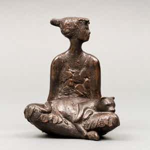 Evert den Hartog - brons: zittend meisje met kat verkocht voor € 895!