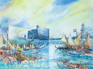 Arne Zuidhoek - Litho, Zwolsche Algemeene - Ingelijst kopen? Bied vanaf 1!