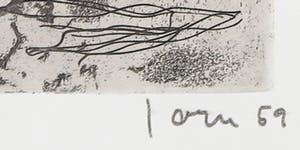Asger Jorn - Ets en droge naald op handgeschept Japon, Friedhof der Maulwürfe - Ingelijst kopen? Bied vanaf 1!