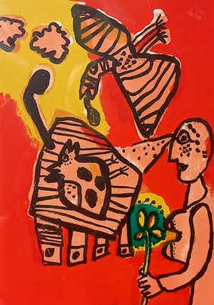 Corneille - Zonder titel, litho (netjes ingelijst, zeldzaam!) verkocht voor € 295!