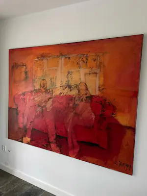 Buy Sjer Jacobs - Olieverfschilderij "Bankstel"? Bid from 700!