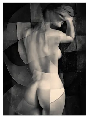 Lidiia Khaikara - Abstract Naakt 4 - INGELIJST kopen? Bied vanaf 160!