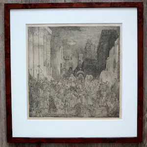 Marius Bauer - ingelijste ets : de koningin van Sheba (keurige lijst) kopen? Bied vanaf 125!