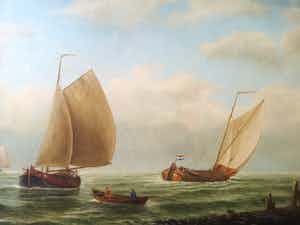 Niet of onleesbaar gesigneerd - Botters op zee verkocht voor € 1!