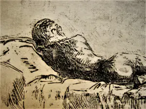 Pieter Giltaij - Mooie omstreeks 1940 gemaakte verstilde Ets "liggend vrouwelijk naakt" potld ges kopen? Bied vanaf 31!